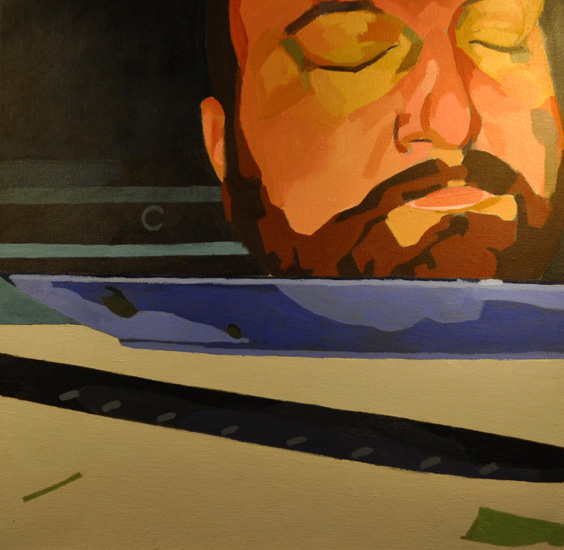 Self-portrait with knife and plate